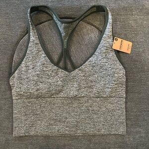 PINK Victoria's Secret Gray Sports Bra Moisture-Wicking Racerback